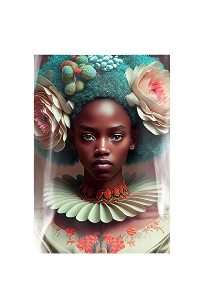 OEM Autocolant cu portret de fată, păr albastru, multicolor, bordură albă, vi...