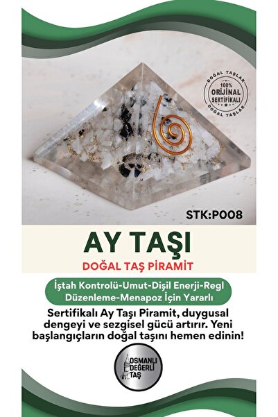 OSMANLI DEĞERLİ TAŞ Sertifikalı Ay Taşı Doğal Taş Piramit No:1 P008