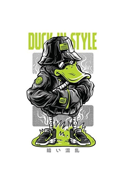 OEM Стикер - Портрет на гангстерска патица със слънчеви очила, суичър с качул...