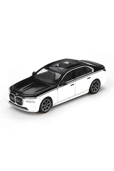 mini gt 1:64 Bmw I7 Xdrive60 Alpine White / Black Sapphire Diecast Model Car