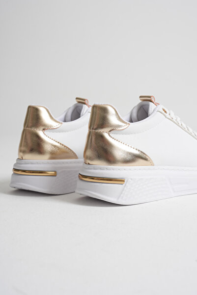 Abacca Vega Gold Detailed White Women's Sports Shoes
