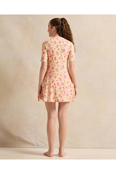 REDTAG Senior Girls Yellow Printed Swimsuit Set (2Piece)