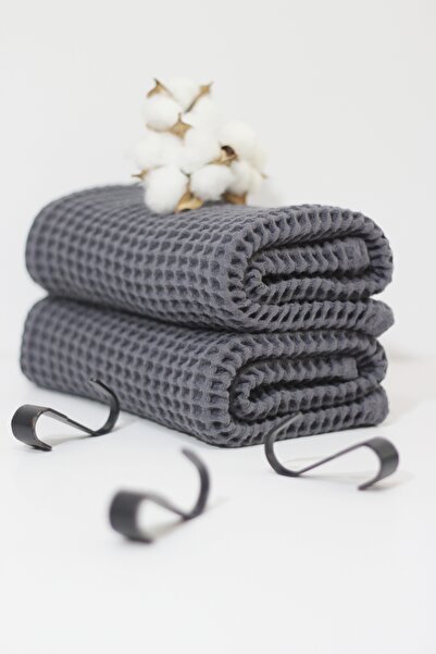 Moada %100 Pamuk Waffle El ve Yüz Havlusu Seti 2’li 50x90 cm – Ekstra Yumuşak...