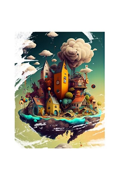 OEM Autocolant oraș plutitor colorat (insulă plutitoare cu desene animate) - ...