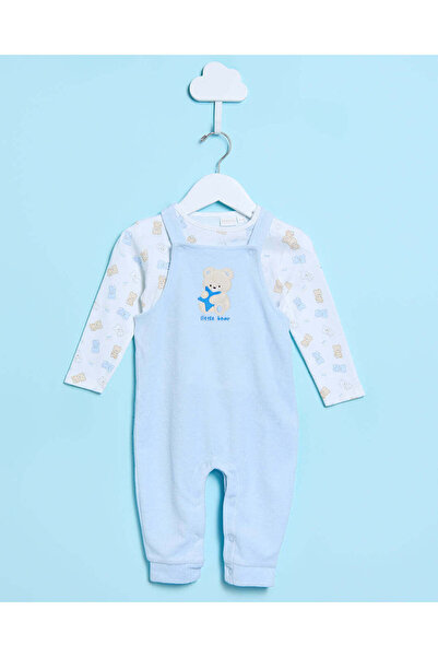 REDTAG طقم دانغري مطبوع باللونين الأبيض والأزرق الفاتح (قطعتين)