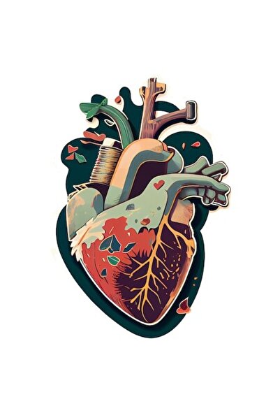 OEM Autocolant cu formă de inimă umană reală, anatomie, multicolor cu margini...