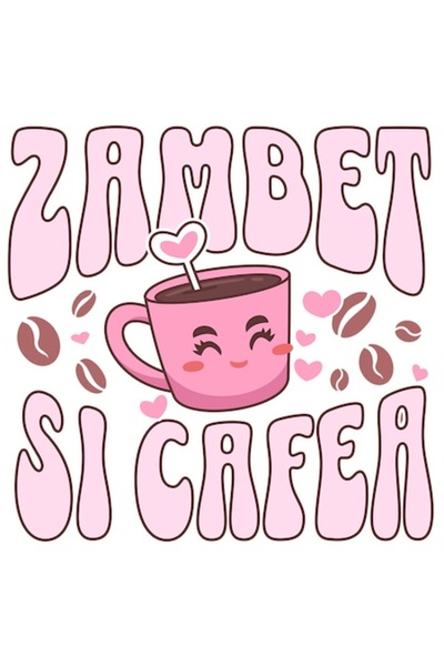 OEM Autocolant cu o ceașcă de cafea zâmbitoare – „Zâmbet și cafea”, margine a...