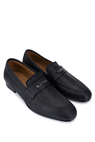 Valentino Men's Genuine Leather Black Loafer Shoes