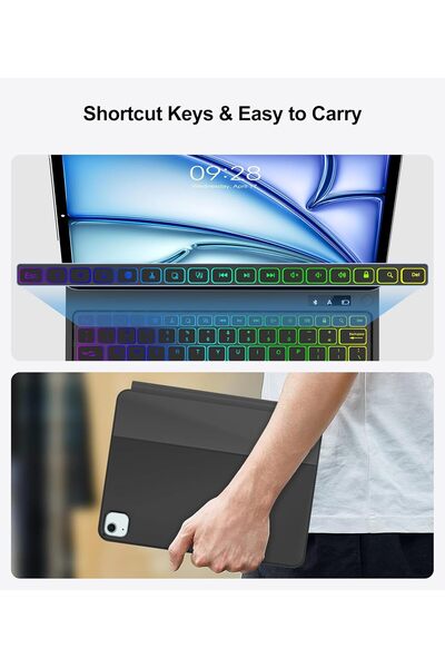 HYX Magic Keyboard for iPad Air 13 (M3/M2) & iPad Pro 12.9 (3rd-6th Gen) - Black