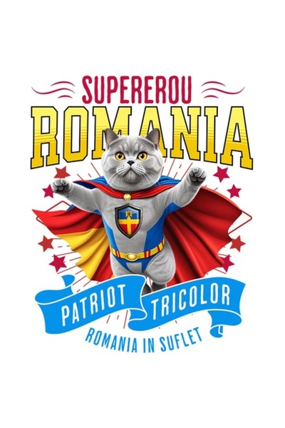 OEM Autocolant - Pisică British Shorthair în costum de căpitan cu pelerină, v...