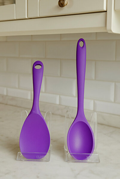 ceviz home züccaciye tekstil ltd şirketi Heat Resistant Silicone Cooking Spoon and Rice Spoon Set – Ergonomic Handle, Non-Stick Surface