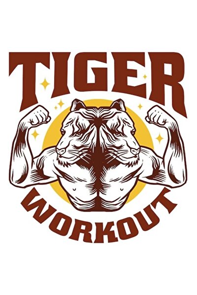 OEM Autocolant „Tiger Workout” (mesaj în engleză) - Bordură albă, vinil PVC, ...