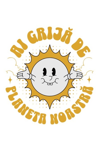 OEM Autocolant - Soare fericit cu brațele deschise, „Ai grijă de planeta noas...