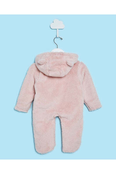 REDTAG Baby Plain Apricot Fluffy Hooded Coat