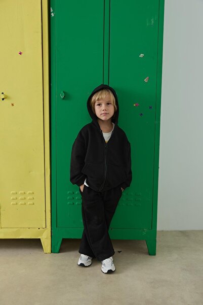 Tics Σετ φούτερ με φερμουάρ - μαύρο