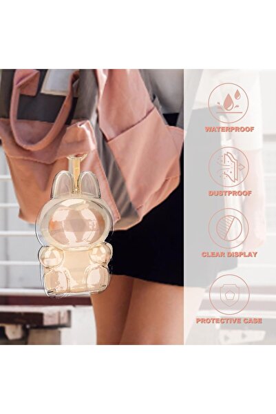 Generic 2pcs Labubu transparent protective case(NO DOLL) Clear Figure Display Case with Keychain,Plastic Pro