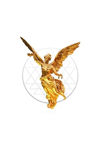 OEM Autocolant Calling All The Angels — sculptură de înger auriu, siluetă fem...