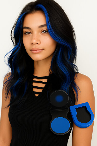 cityvision Aparat de aplicare pentru cretă pentru păr albastru 4 cm – Suport cu clemă pentru utilizare practică și curată