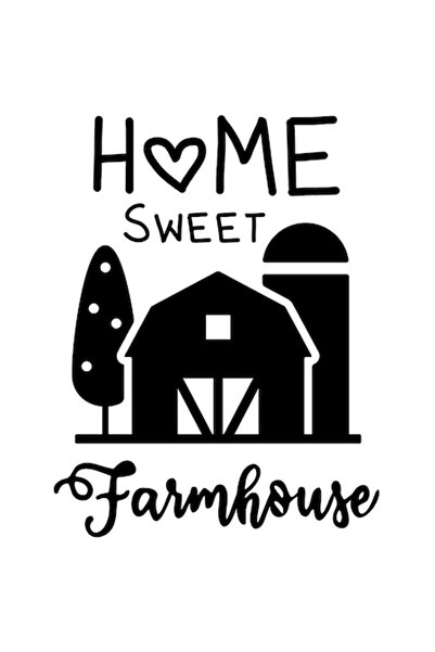 OEM Autocolant „Home Sweet Farmhouse” negru cu margini albe, vinil PVC 28 cm