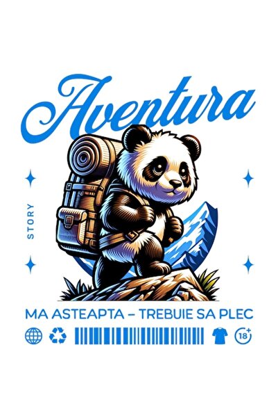 OEM Autocolant panda cu rucsac, „Aventura mă așteaptă, trebuie să plec”, bord...