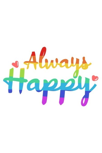 OEM Autocolant cu textul în engleză „Always Happy” - Vinil PVC multicolor 23 cm