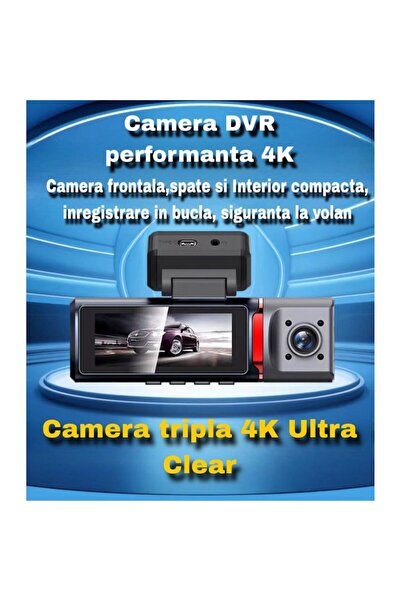 AMYMAT 3-Channel Car Dash Cam DVR — 4K Front + 1080p Rear/Interior, WiFi, GPS, Night Vision, G‑S