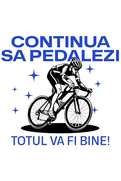 OEM Sticker cu Bărbat Profesionist pe Bicicletă - "Continuă să pedalezi" PVC ...