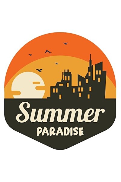 OEM Стикер Залез "Лятни вибрации" - Многоцветен PVC винил, Бяла рамка, 23 см