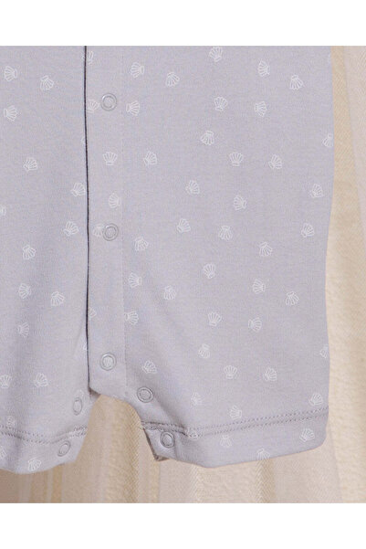REDTAG Baby Grey Seashells Print Romper