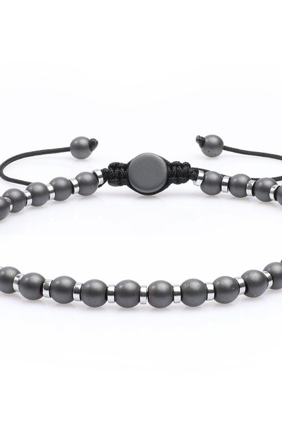 Sırlı Taş Hematite Natural Stone Bracelet, Unisex Bracelet, Design Bracelet Adjustable with String