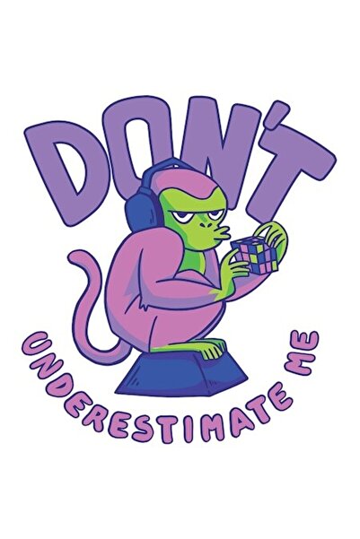 OEM Autocolant „Nu mă subestima” - Maimuță, Cub Rubik, Căști, PVC, Margine al...