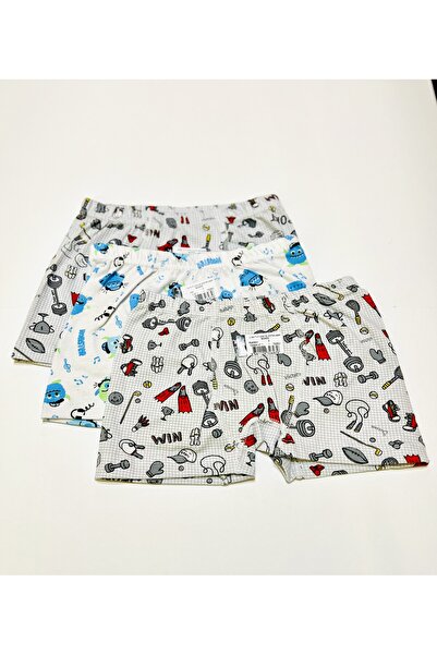 Tutku Brand Boy's Elastane Mixed Pattern Printed (Emprime) Boxer 3-Piece