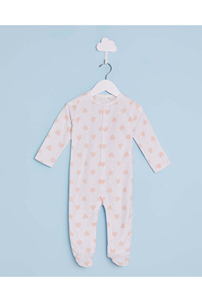 REDTAG بدلة نوم مطبوع بقلب باللونين الأبيض والوردي للأطفال