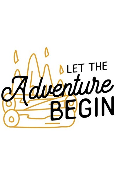 OEM Autocolant „Să înceapă aventurile” – Foc de tabără și potecă de munte, bo...