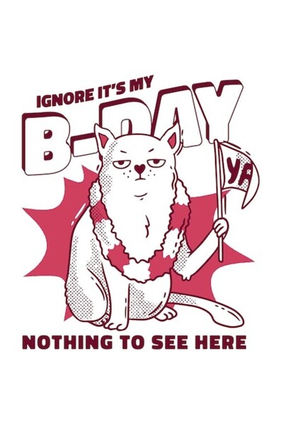 OEM Autocolant pisică tristă cu zgardă florală - „Ignoră, e ziua mea, nimic d...