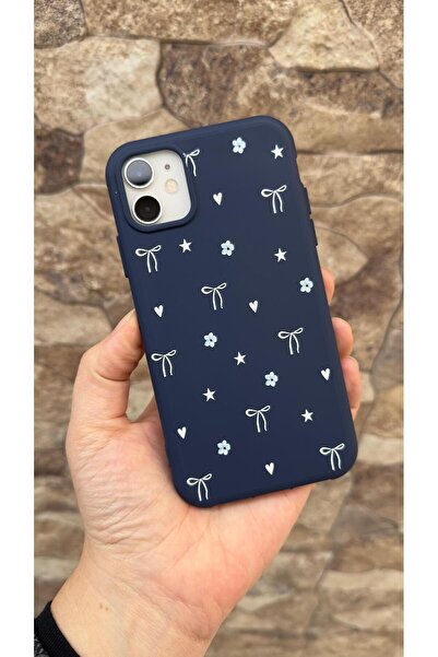 Vip Case iPhone 11 Compatible Mini Bow Patterned Silicone Shock-Absorbing Classic Protective Rubber Case