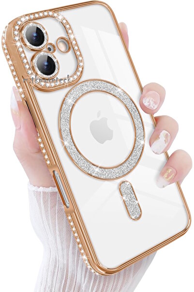m.tk moveteck Apple iPhone 17 Case Glittery Stone Lens Protection Transparent Back Colorful Edge Shiny Magsafe Cover