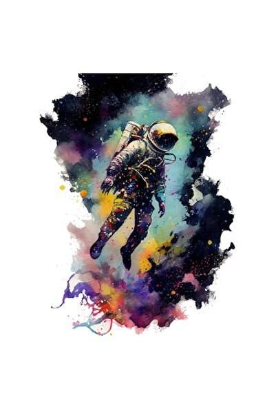 OEM Autocolant din vinil multicolor cu astronaut în spațiu și bordură albă, 1...