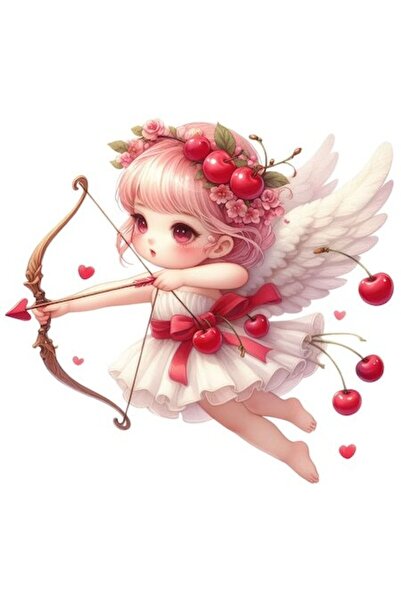 OEM Autocolant bebeluș Cupidon, ilustrație, bordură albă, vinil PVC 28 cm