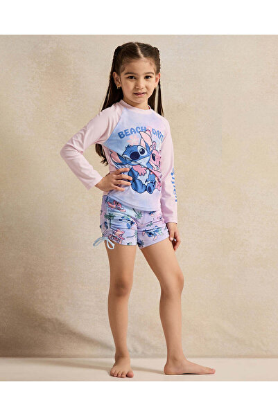 REDTAG Girls Pink And Blue Printed Swim Set (2 Piece)