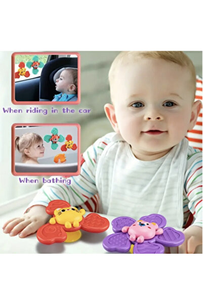 Krista Set of 3 sensory toys with spinner and suction cup, Animalute, for babies