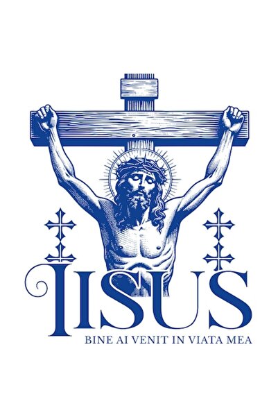 OEM Autocolant Iisus Hristos atârnat pe cruce - „Iisus, bine ai venit în viaț...