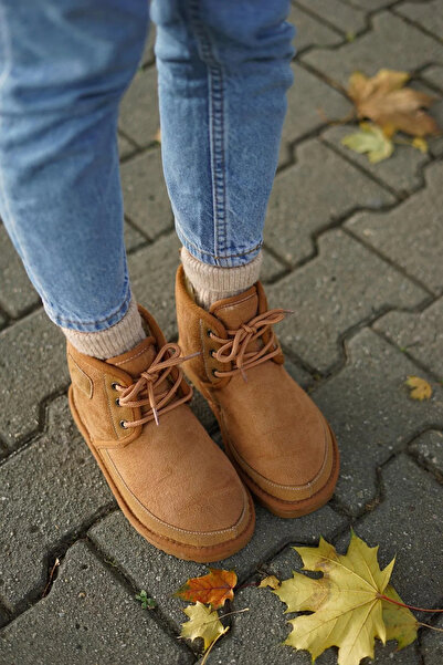 Sivarro Bağcıklı Süet Tüylü Kadın Bot - Taba