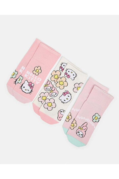 REDTAG جوارب هالو كيتي متنوعة للبنات بطول الكاحل (3 أزواج)