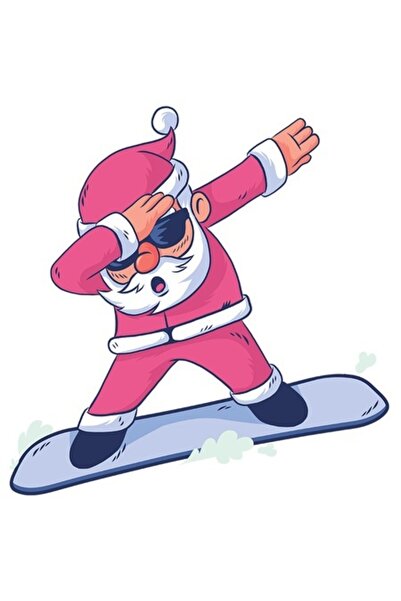 OEM Autocolant Moș Crăciun pe snowboard, amuzant, ochelari de soare, negru cu...