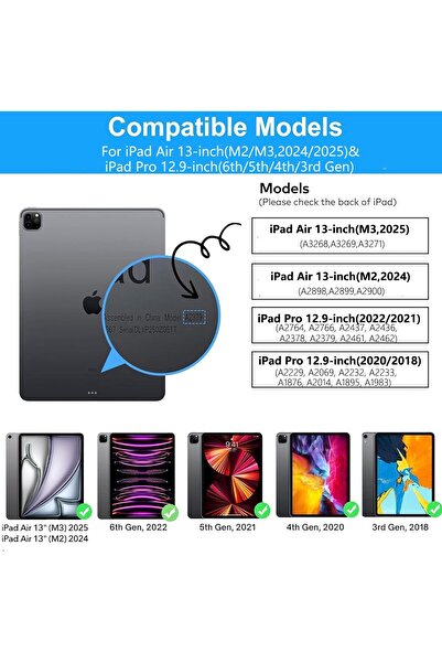 HYX Keyboard Case for iPad Air 13" (M2/M3) & iPad Pro 12.9" - 7-Color Backlit, Trackpad, Floating (Black