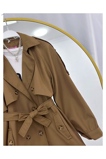 YEDİLALE Long Trench Coat with Apolet and Wind Breaker [90 cm Medium, up to Size 48]