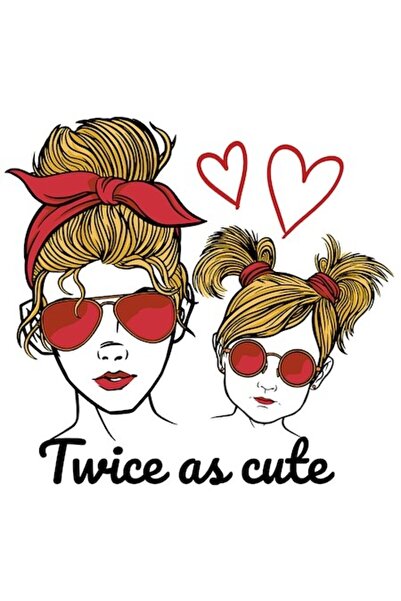 OEM Autocolant - Mamă și fiică cu ochelari de soare, „De două ori mai drăguț”...