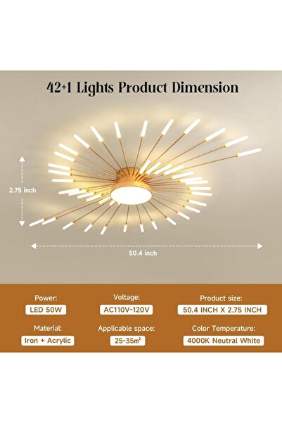 trandafi led Candelabru LED Nordic, 43 surse de lumină (1x15W LED + 42 G4), Lumină rece, Acril, Auriu Stea Design