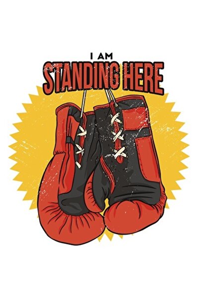 OEM Autocolant motivațional „I Am Stand Here” – Multicolor, Mănuși de box roș...